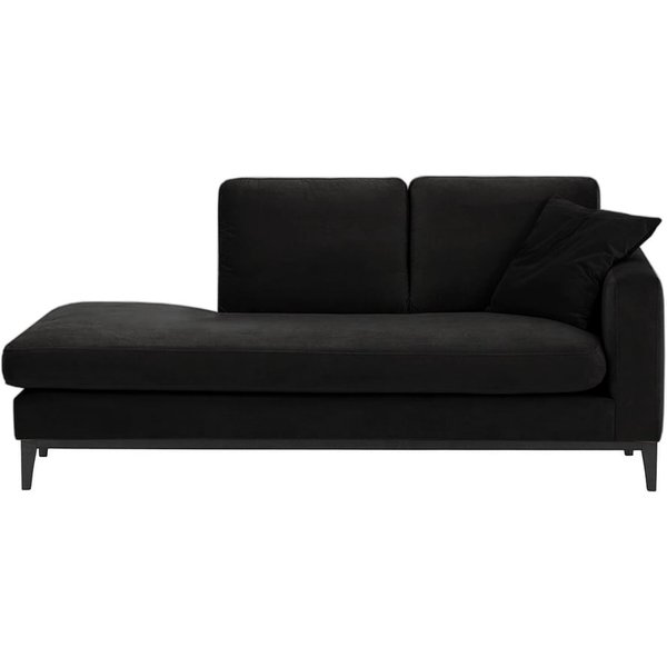 Chaise longue/divan droit Covex Wood, noir - Velluto 20, Couleur des pieds: Noir