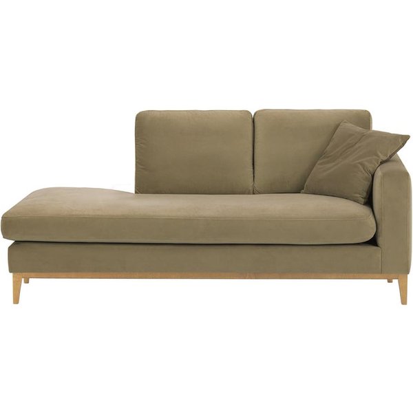 Chaise longue/divan droit Covex Wood, beige - Velluto 3, Couleur des pieds: Chêne clair