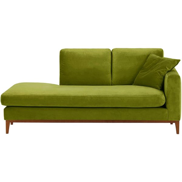 Chaise longue/divan droit Covex Wood, olive - Velluto 9, Couleur des pieds: aveo