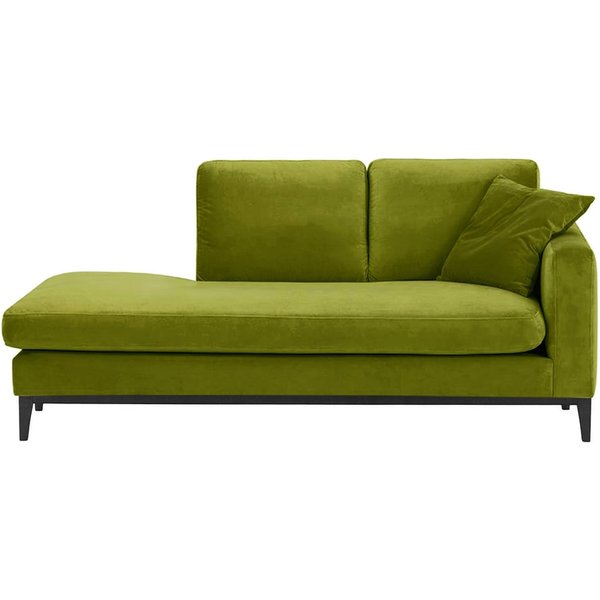 Chaise longue/divan droit Covex Wood, olive - Velluto 9, Couleur des pieds: Noir