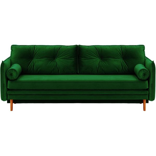 Canapé Darnet avec fonction couchage avec coffre de rangement, vert foncé - Velluto 10, Couleur des pieds: aveo