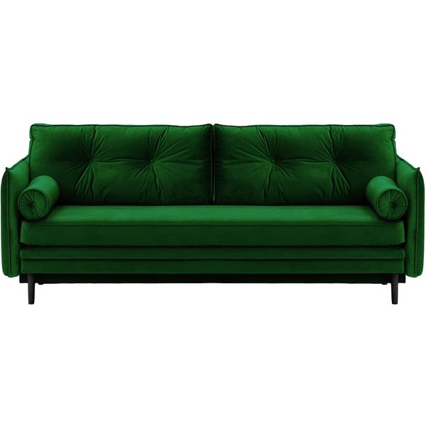 Canapé Darnet avec fonction couchage avec coffre de rangement, vert foncé - Velluto 10, Couleur des pieds: Noir