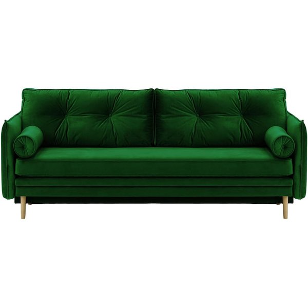 Canapé Darnet avec fonction couchage avec coffre de rangement, vert foncé - Velluto 10, Couleur des pieds: Noir wax