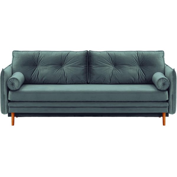 Canapé Darnet avec fonction couchage avec coffre de rangement, bleu - Velluto 12, Couleur des pieds: aveo