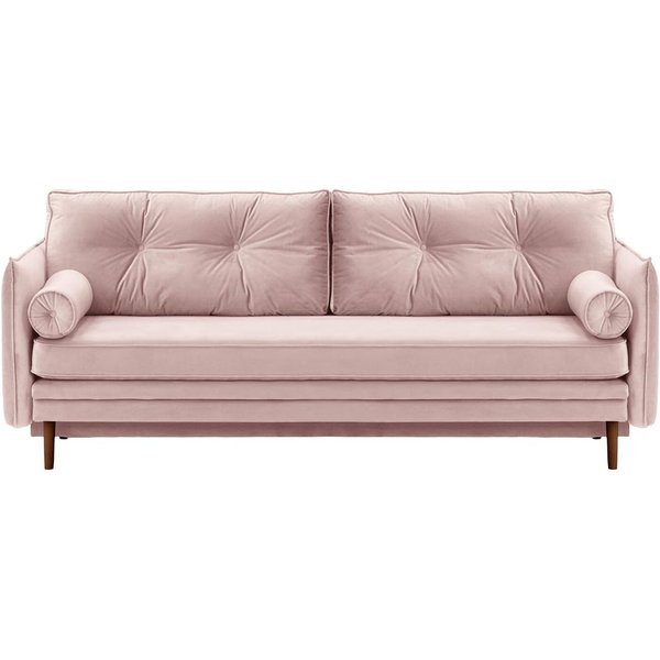 Canapé Darnet avec fonction couchage avec coffre de rangement, lila/rose - Velluto 14, Couleur des pieds: Chêne foncé
