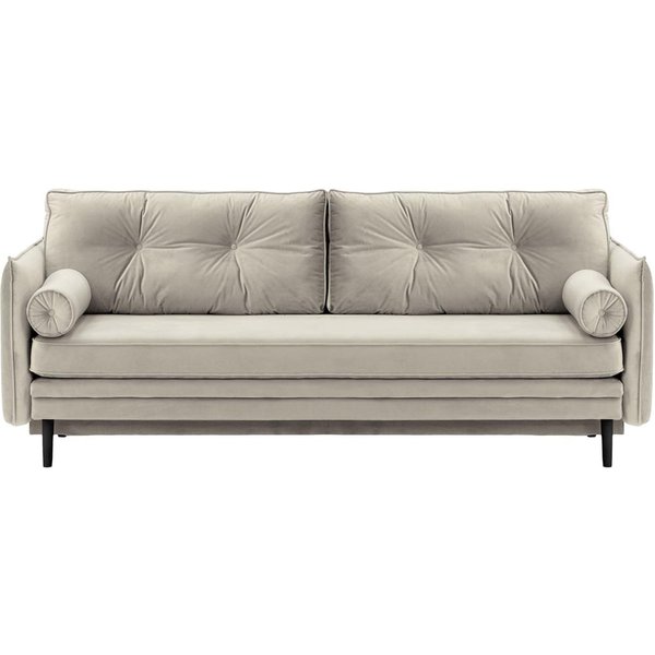 Canapé Darnet avec fonction couchage avec coffre de rangement, gris clair - Velluto 15, Couleur des pieds: Noir