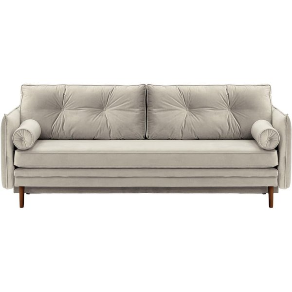 Canapé Darnet avec fonction couchage avec coffre de rangement, gris clair - Velluto 15, Couleur des pieds: Chêne foncé