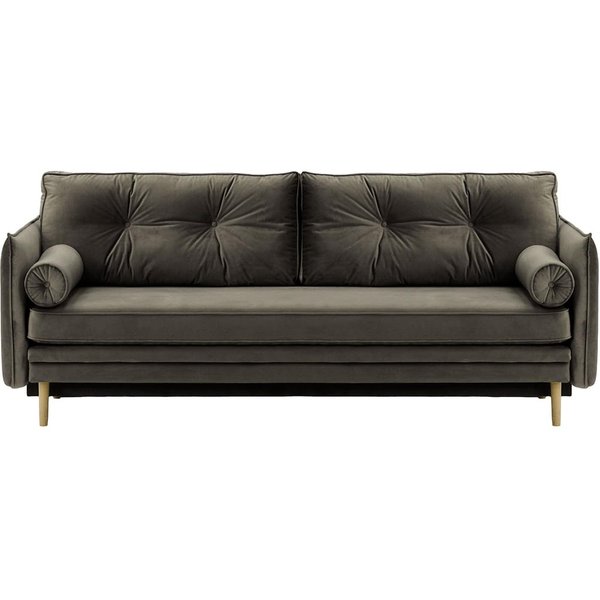 Canapé Darnet avec fonction couchage avec coffre de rangement, graphite - Velluto 19, Couleur des pieds: Noir wax