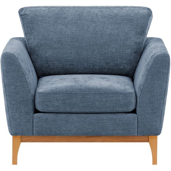 Fauteuil Malone, Gemma 77 - Bleu, Couleur des pieds: Chêne clair