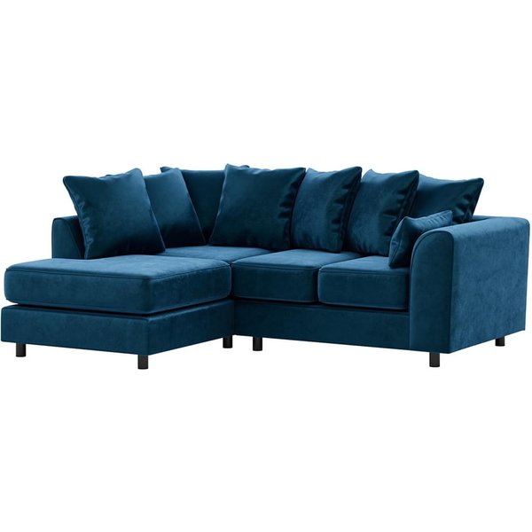 Canapé d’angle gauche Dillon Velvet, bleu foncé - Kronos 9