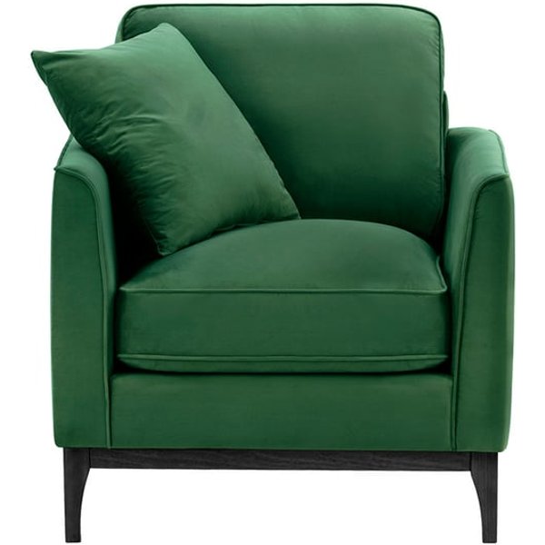 Fauteuil Linara, vert foncé - Velluto 10, Couleur des pieds: Noir