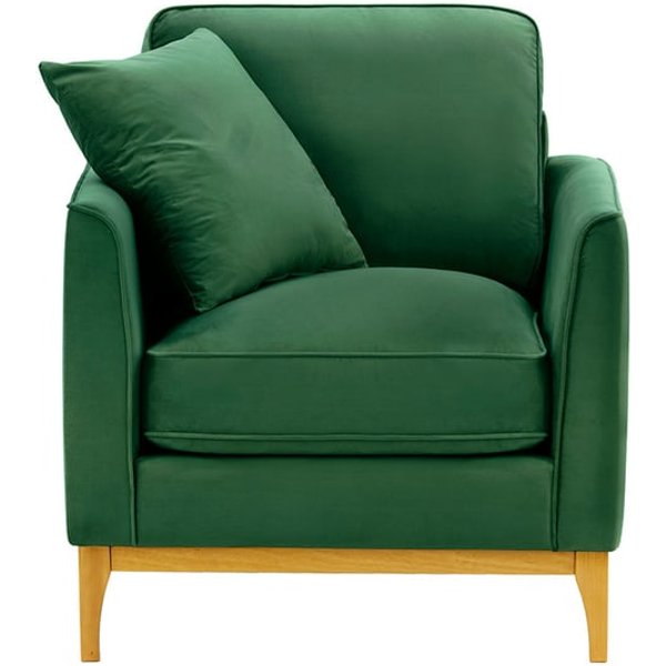 Fauteuil Linara, vert foncé - Velluto 10, Couleur des pieds: Chêne clair
