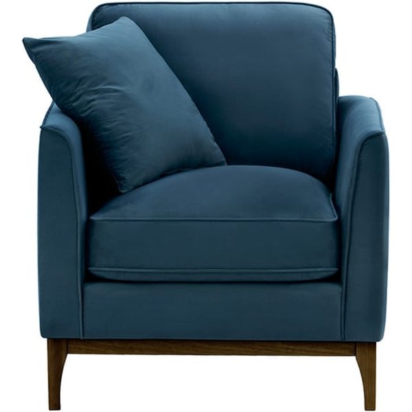 Fauteuil Linara, bleu - Velluto 11, Couleur des pieds: Chêne foncé