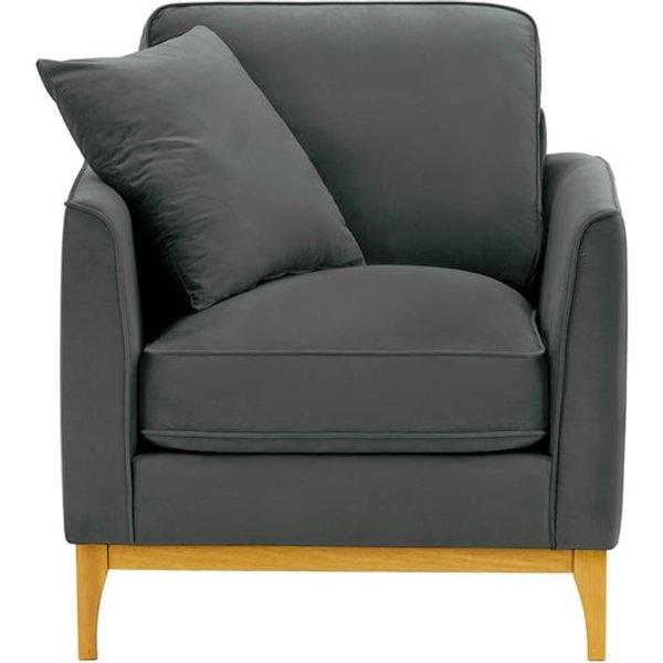 Fauteuil Linara, graphite - Velluto 19, Couleur des pieds: Chêne clair