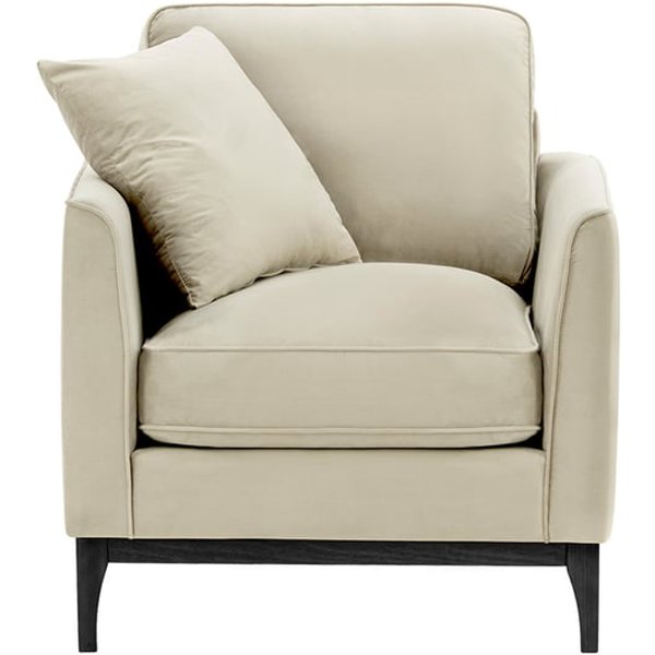 Fauteuil Linara, beige clair - Velluto 2, Couleur des pieds: Noir