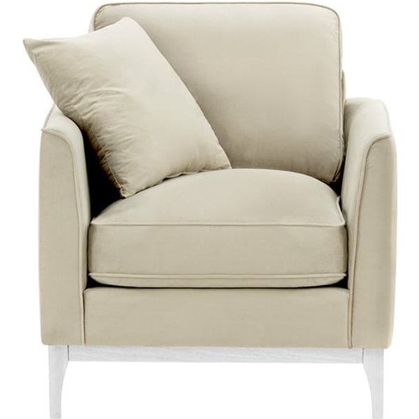 Fauteuil Linara, beige clair - Velluto 2, Couleur des pieds: Blanc