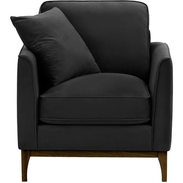 Fauteuil Linara, noir - Velluto 20, Couleur des pieds: Chêne foncé