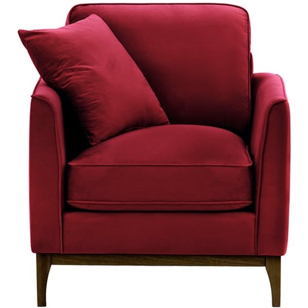 Fauteuil Linara, rouge - Velluto 7, Couleur des pieds: Chêne foncé