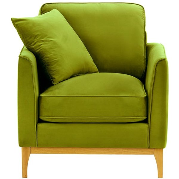 Fauteuil Linara, olive - Velluto 9, Couleur des pieds: Chêne clair