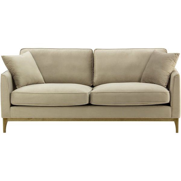 Canapé trois places Linara, beige - Velluto 3, Couleur des pieds: Noir wax