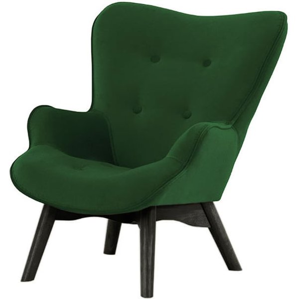 Fauteuil à oreilles pour enfants Ducan Mini Velvet, vert bouteille - Kronos 14, Couleur des pieds: Noir