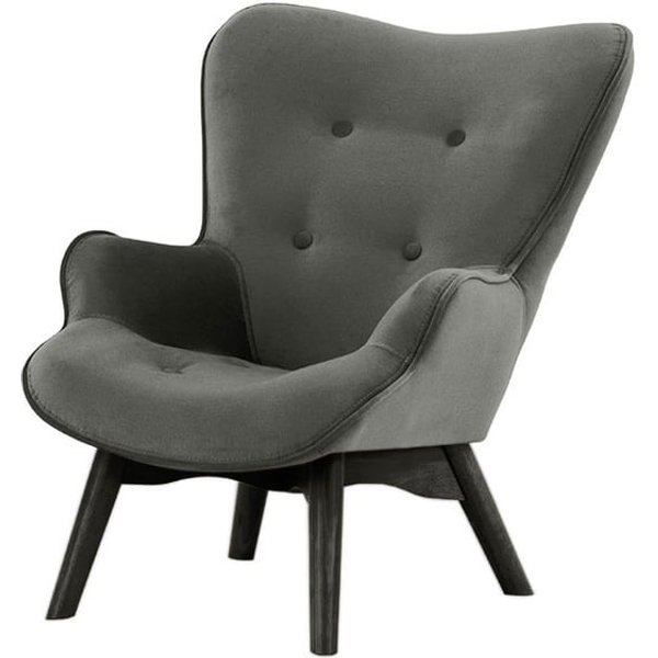 Fauteuil à oreilles pour enfants Ducan Mini Velvet, gris - Kronos 22, Couleur des pieds: Noir