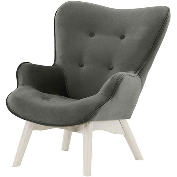 Fauteuil à oreilles pour enfants Ducan Mini Velvet, gris - Kronos 22, Couleur des pieds: Blanc