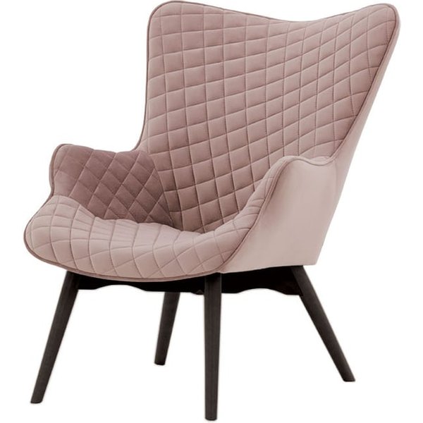 Fauteuil à oreilles avec coutures Ducan Velvet, lila/rose - Velluto 14, Couleur des pieds: Noir