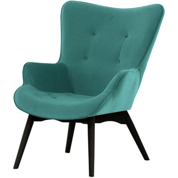 Fauteuil Ducan Velvet, bleu ciel - Kronos 12, Couleur des pieds: Noir