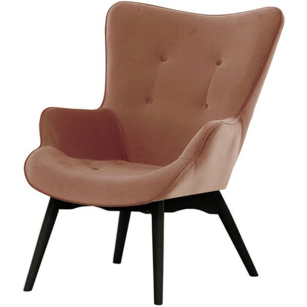 Fauteuil Ducan Velvet, rose delavé - Kronos 29, Couleur des pieds: Noir