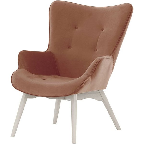 Fauteuil Ducan Velvet, rose delavé - Kronos 29, Couleur des pieds: Blanc