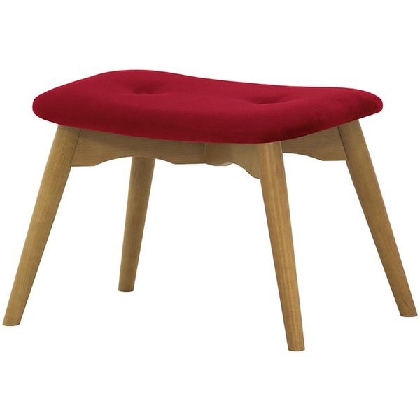 Repose-pied Ducan Velvet, rouge foncé - Kronos 2, Couleur des pieds: Chêne clair