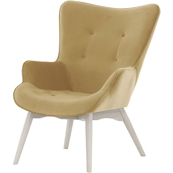 Fauteuil Ducan Velvet, crème - Kronos 35, Couleur des pieds: Blanc