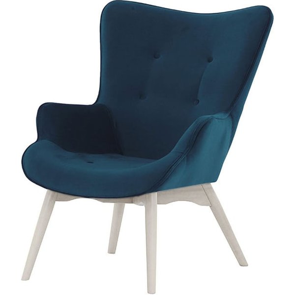 Fauteuil Ducan Velvet, bleu foncé - Kronos 9, Couleur des pieds: Blanc