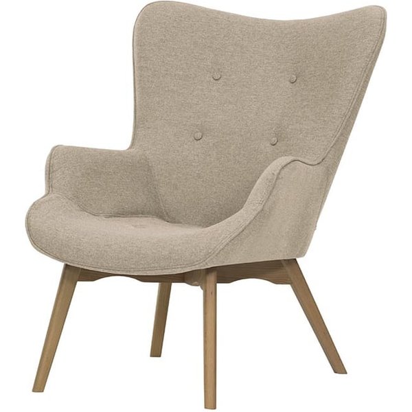 Fauteuil à oreilles Ducan Malmo, beige - Malmo 8, Couleur des pieds: Chêne clair