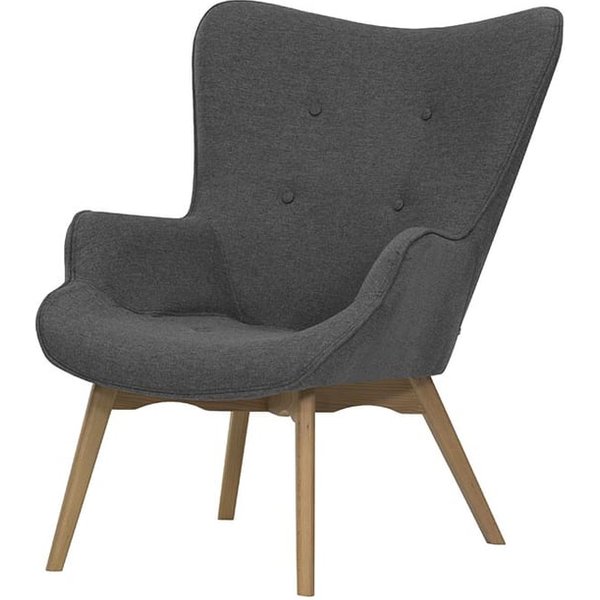 Fauteuil à oreilles Ducan Malmo, gris foncé - Malmo 95, Couleur des pieds: Chêne clair