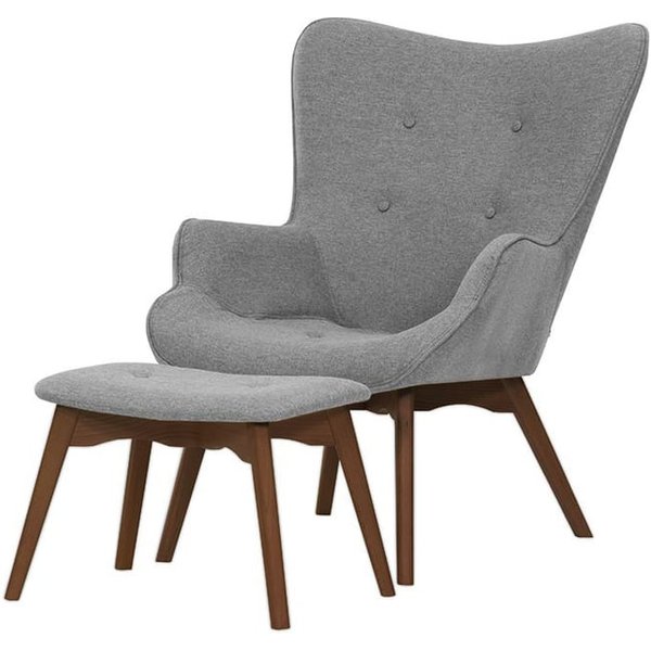 Fauteuil à oreilles avec repose-pied Ducan Malmo, Malmo 90, Couleur des pieds: Chêne foncé