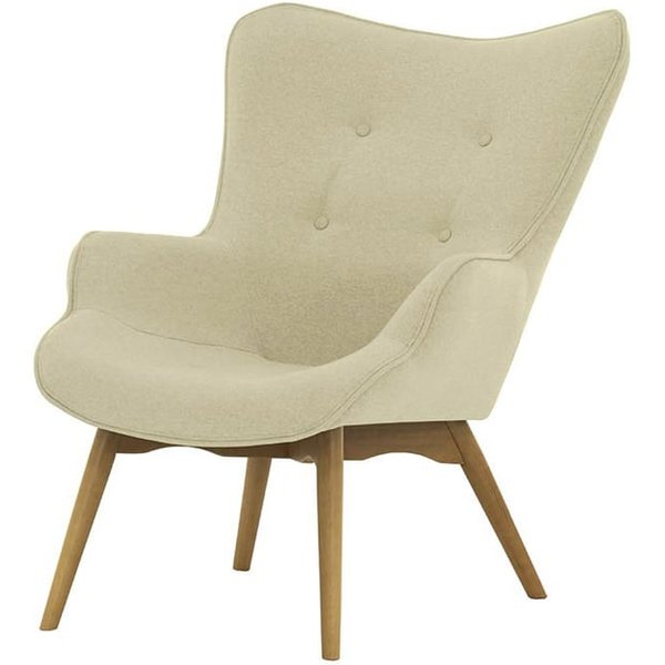 Fauteuil à oreilles Ducan Ontario, crème - Baku 15, Couleur des pieds: Chêne clair