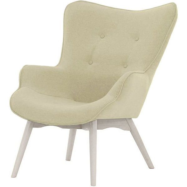 Fauteuil à oreilles Ducan Ontario, crème - Baku 15, Couleur des pieds: Blanc