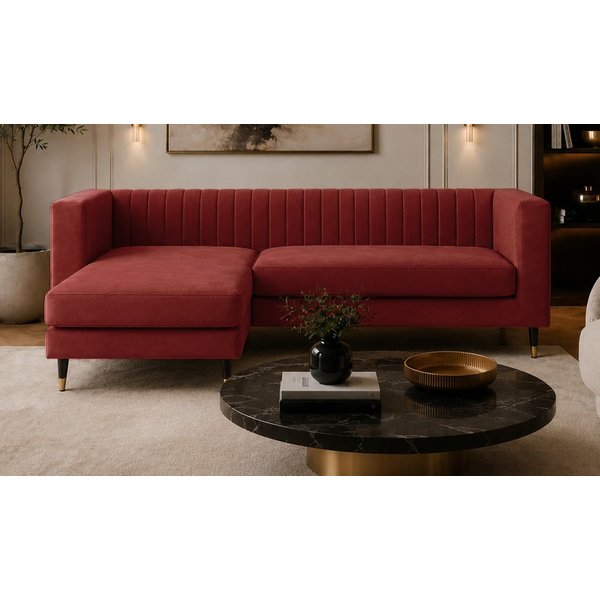 Canapé d’angle universel Slender, Matt Velour Rust Red - rouge foncé