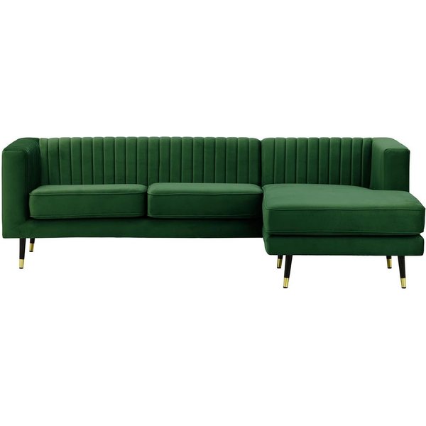 Grand canapé d’angle droit Slender, vert foncé - Velluto 10