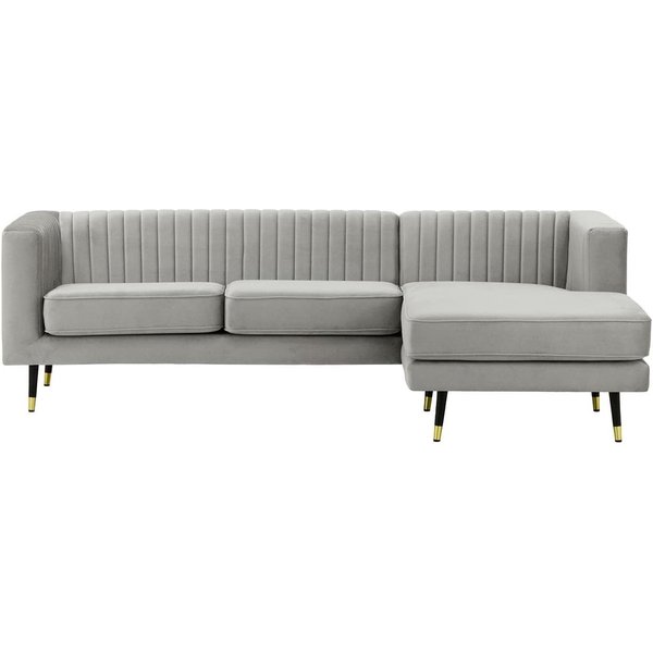 Grand canapé d’angle droit Slender, gris clair - Velluto 15