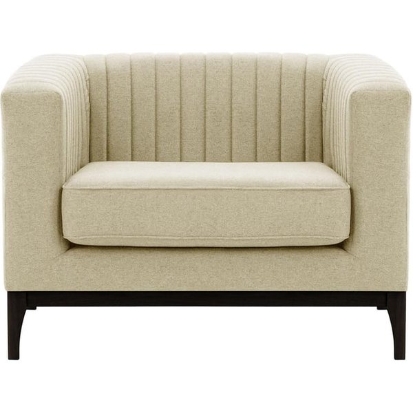 Fauteuil Slender Wood, crème - Baku 15, Couleur des pieds: Noir
