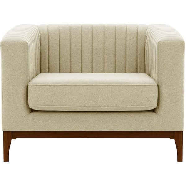Fauteuil Slender Wood, crème - Baku 15, Couleur des pieds: Chêne foncé