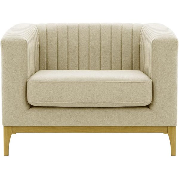 Fauteuil Slender Wood, crème - Baku 15, Couleur des pieds: Chêne clair
