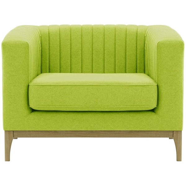 Fauteuil Slender Wood, vert citron - Baku 7, Couleur des pieds: Noir wax