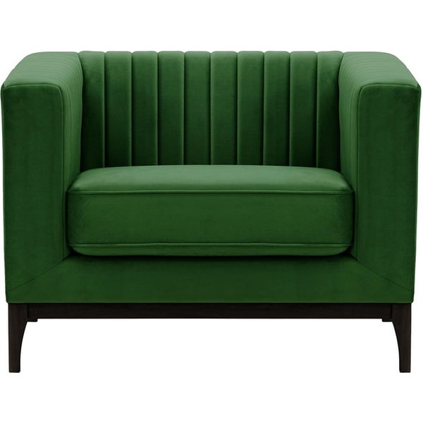 Fauteuil Slender Wood, vert foncé - Velluto 10, Couleur des pieds: Noir