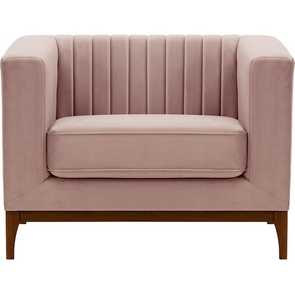 Fauteuil Slender Wood, lila/rose - Velluto 14, Couleur des pieds: Chêne foncé
