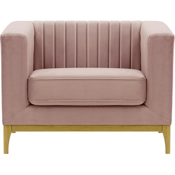 Fauteuil Slender Wood, lila/rose - Velluto 14, Couleur des pieds: Chêne clair