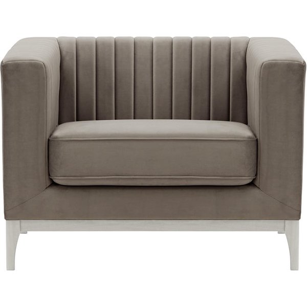 Fauteuil Slender Wood, gris éléphant - Velluto 17, Couleur des pieds: Blanc